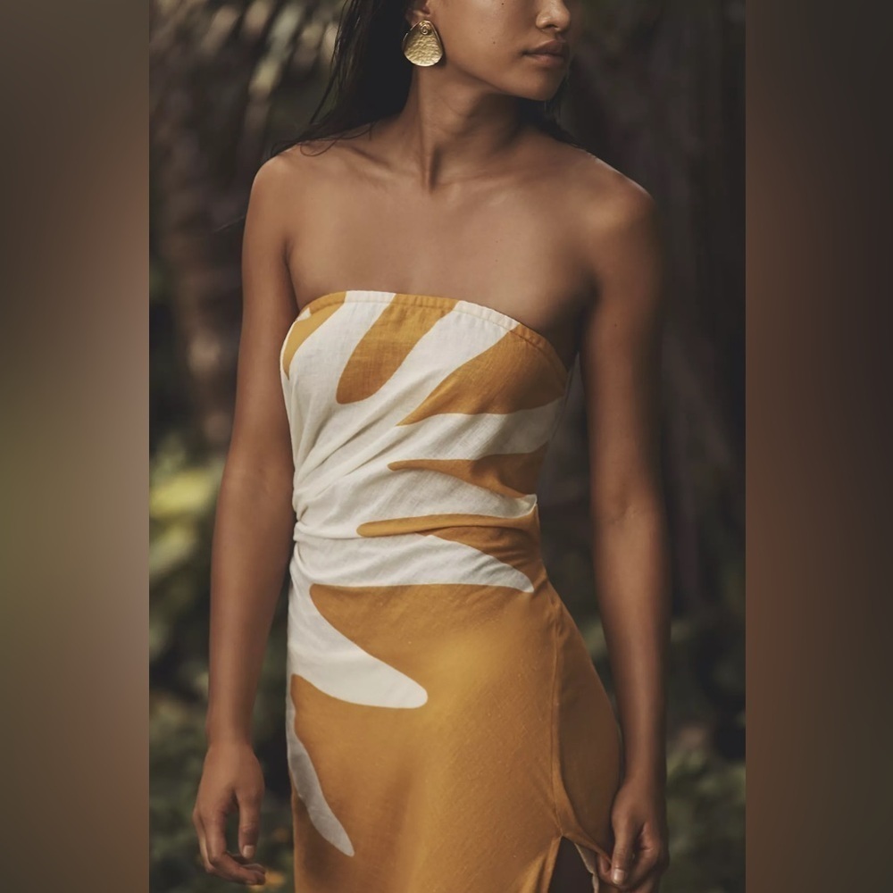 NWT! Celandine Strapless Cutout Linen Blend Dress 🥅 - Picture 2 of 4